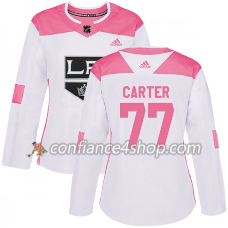 Adidas Maillot de Hockey Los Angeles Kings Jeff Carter 77 2017-2018 Blanc Rose Fashion Authentic - Femme